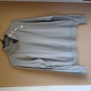 JCrew Gray Cotton Blend High Neck Sweater With Button Detail Size M